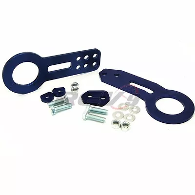 $39.67 • Buy REV9 Blue Anodized Aluminum Billet Cnc Universal Tow Hook Kit Front+Rear JDM Set