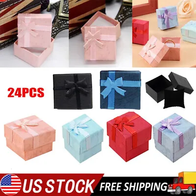 24pcs Cardboard Earring Ring Necklace Square Gift Box Display Jewelry Case Boxes • $12.99