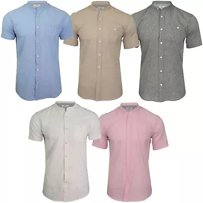 Xact Mens Short Sleeved Linen Mix Grandad Nehru Shirt • $36.61