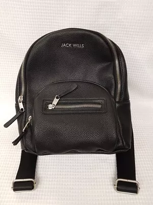 JACK WILLS Vegan Black Faux Leather Backpack CG O02 • £7.99