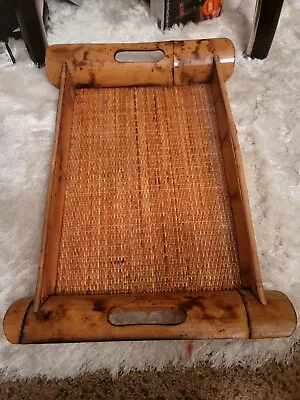 Vintage Rattan Bamboo Serving Tray • $40