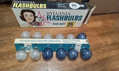 Vintage NOS Sylvania Flashbulbs Blue Dot Box Of 12 Press 25B Multi Color Bulbs • $14.99