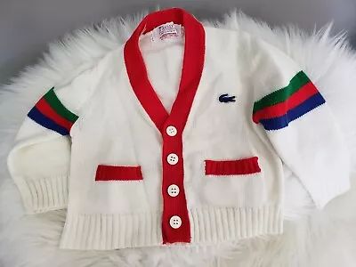 Izod Lacoste Baby Boy Vintage XL Alligator Cardigan Sweater Prep Mr Rogers • $19.36