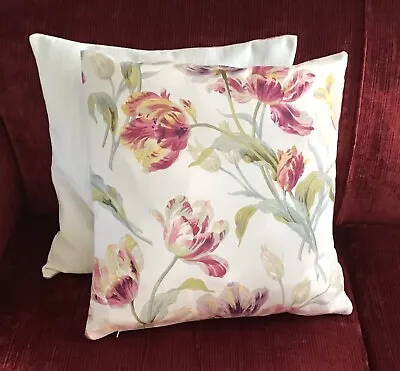 Two Laura Ashley 18x18in Reversible Cushion Covers In Gosford Cranberry • £32