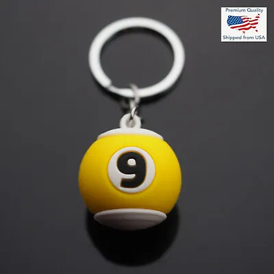 Pool 9 / Nine Ball Billiards Silicone Charm Keychain Pendant Cool Player Gift • $6.89