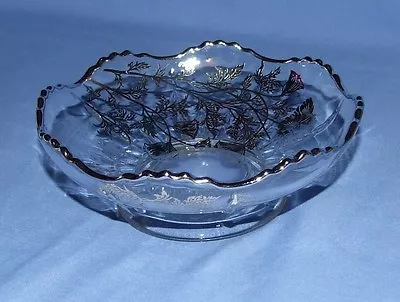 VINTAGE Silver City Footed Candy Dish - Flanders-Clear Pattern - Silver Trim • $11.88