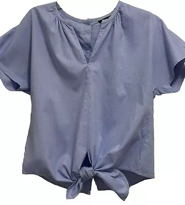 J Crew Blue Short Sleeve Button Back Toe Front Round Neck Size PS-EUC • $20