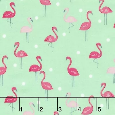 Animal Fabric - Pink Flamingo Lawn Ornament Mint Green - Dear Stella 1.55 YARD • $17.99