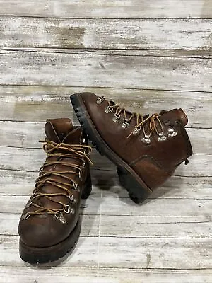 Vintage Dexter Hiking Mens Mountaineering Brown Leather Boots USA Made Sz 8.5M • $128.98
