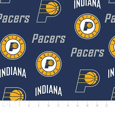 Indiana Pacers NBA Basketball Blue Fleece Fabric Print By The Yard A609.20 • $12.97