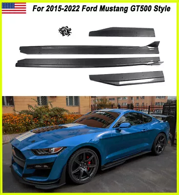 For 2015-22 Ford Mustang GT500 Style Carbon Fiber Look Side Skirts Winglets 4PC • $1299.99