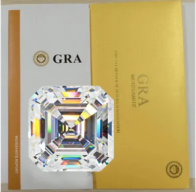 Loose Moissanite Asscher Cut Real Gem Stone W. GRA Certificate All Sizes VVS1 D • $18.99