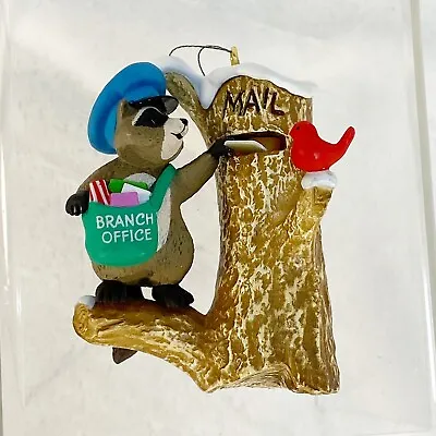 1989 Hallmark Christmas Ornament MAIL CALL Mailman Raccoon Branch Office • $5.99