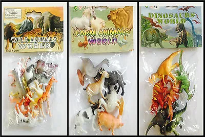 Plastic Jungle Zoo Figures Wild Farm Animals Dinosaurs Childrens Toys Party Bags • £4.99