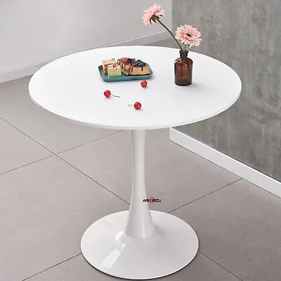 AINPECCA 1x White Tulip Round Table Dining Table With Metal Pedestal Office Home • $149.99