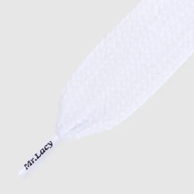 Laces Flat Fat White Mr Lacy Fatties High Quality Laces 130 Cm Long 25 Mm Wide • £11.88