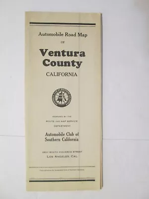 1920s Automobile Club Of Southern California Map Of Ventura County • $23.99