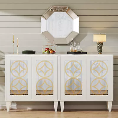 Tribesigns 59  Sideboard Buffect Cabinet Accent Storage Cabinet W/ Mirrored Door • $180.17