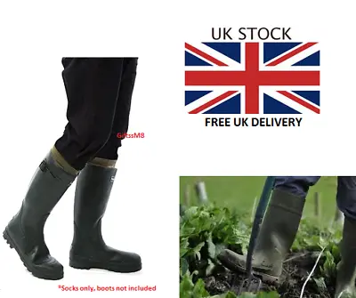 New Fleece Welly Liner Socks Soft Warm Ladies Men Thermal Wellie Wellington Boot • £6.49