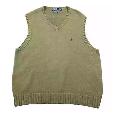 Polo Ralph Lauren Sweater Vest Mens XL Green Knit Preppy Normcore Granpacore • $24