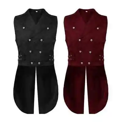 Medieval Gothic Swallowtail Jacket Vest Victorian Tailcoat Party Costume New • $44.44