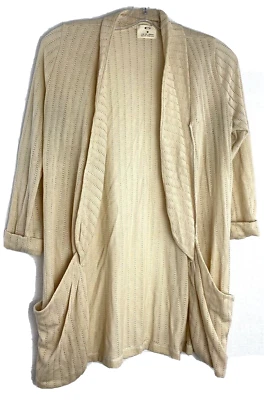 $19.99 • Buy Anthropologie PINS AND NEEDLES Women Beige Cardigan Lt Weight Open Front Sz:M