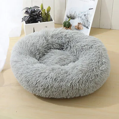 Fluffy Donut Cuddler Plush Bed Pet Dog Cat Round Calming Cushion Washable 16-40  • $12.25