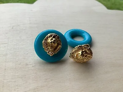 $35 • Buy KJL Kenneth Jay Lane Lion Clip Earrings Turquoise Disc Convertible Gold Tone