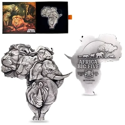 Sale Price - 2022 Chad 5 Oz Silver Big Five Africa Shaped High Relief Coin .999 • $254.99