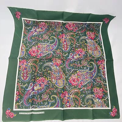 Vintage Green Paisley Bandana Handkerchief 50% Cotton 50% Poly USA RN 14193 • $13.95