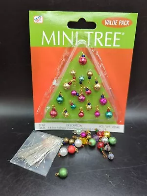 Vintage Tiny Christmas Ornaments Tree & Tinsel Dollhouse Miniature 1:12 • $20