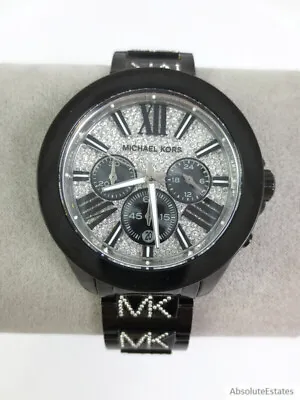 NEW Michael Kors Wren Black Pave Logo Crystal Watch Unisex MK7306 NIB + Box • $198.98