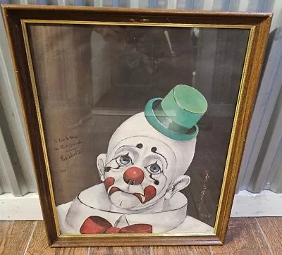 Red Skelton Sad Face Clown Print 1972 1947 16x20 Framed Art Vintage Signed • $90