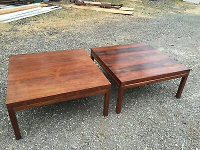 Pair Of Milo Baughman Thayer Coggin Rosewood & Walnut Coffee Tables With Labels • $1000