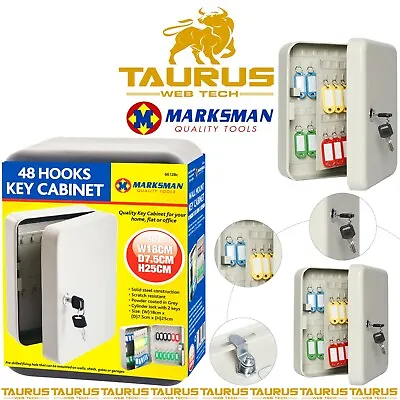 48 Hooks MARKSMAN 10  METAL LOCK KEY CABINET WALL MOUNTED SAFE SECURITY Keys UK • £13.95