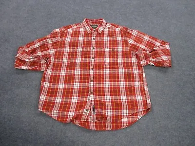 Abercrombie Fitch Shirt Adult L Red Plaid Flannel Pockets Outdoors Heavy Mens • $14.95