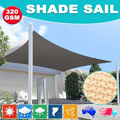 Sun Shade Sail Shade Cloth Rectangle Triangle Heavy Duty 98% UV Block Grey Shade • $37.99