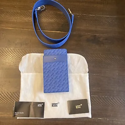 Montblanc Meisterstück Leather Mini Envelope Bag Blue Unisex Monogram • $300