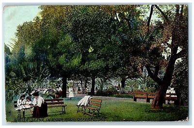 1908 Winter Scene Idora Park Children Benches Field Oakland California Postcard • $8.42