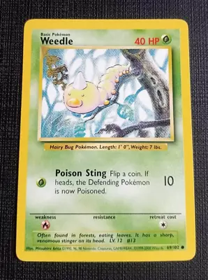 Pokemon Base Set 4th Print Card Weedle 69/102 1999-2000 PACK FRESH MINT • $1.24