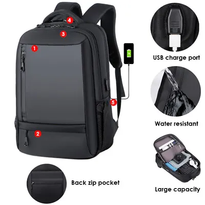 $29.99 • Buy New Men Outdoor Travel Laptop School Backpack USB Charge Business Bag Satchel