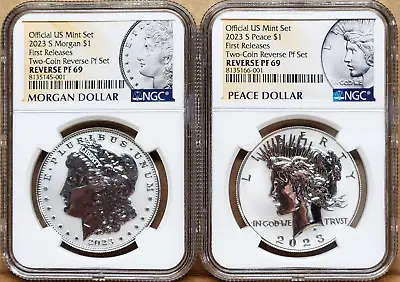 2023 S Reverse Proof Morgan And Peace Silver Dollar Set Ngc Rp 69 Fr     In Hand • $232.70