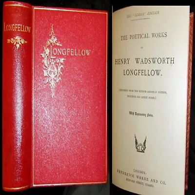 1882 Poetical Works Henry W. Longfellow Original Leather Hiawatha Golden Legend • £4.42