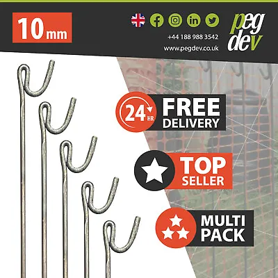 10 X METAL FENCING PINS 1300 X 10mm - Barrier Fence Stakes Events Temporary  • £39.90