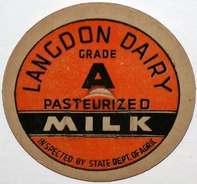 Vintage Milk Bottle Cap LANGDON DAIRY Inspected By State Dept Of Agric Unused • $7.49