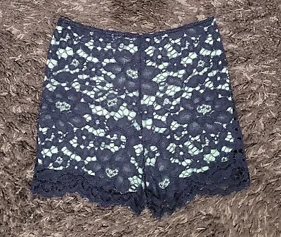 £1.99 • Buy Zara Blue Lace Shorts Size 6 - 8 Mex 26