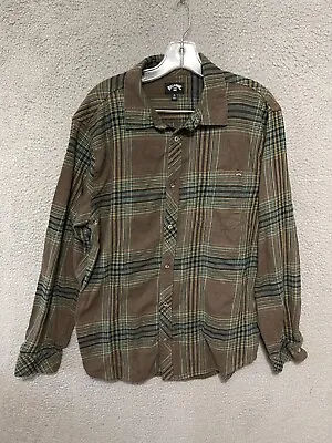 Billabong Flannel Shirt Mens Brown Size Large Button Up Long Sleeve Adult • $21.99