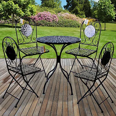 Mosaic Bistro Set Outdoor Patio Garden Furniture Dining Set Table Folding Chairs • £119.99