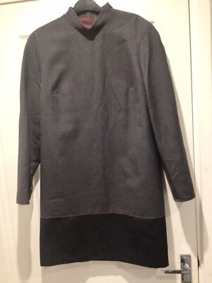 Caroline Charles London 100% Wool Dress Grey Uk 14 Eu 40 Bust 38” Length 38” Zip • £29.95