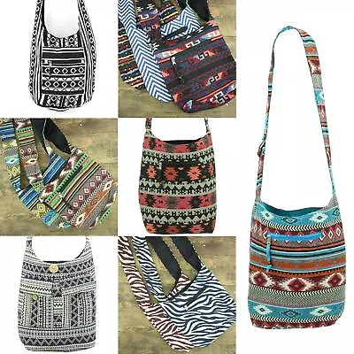 Cotton Canvas Sling Shoulder Bag Messenger Crossbody Backpack Handbag Aztec • £12.90